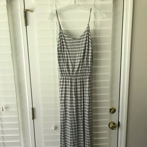 Gray stripe maxi dress
